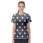 Polka Dots - White on Dark Gray Women s Sport Mesh Tee
