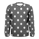 Polka Dots - White on Dark Gray Men s Long Sleeve T-shirt