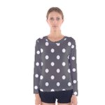 Polka Dots - White on Dark Gray Women s Long Sleeve T-shirt