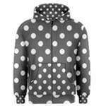 Polka Dots - White on Dark Gray Men s Zipper Hoodie