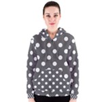 Polka Dots - White on Dark Gray Women s Zipper Hoodie