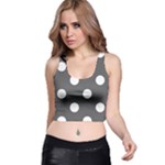 Polka Dots - White on Dark Gray Racer Back Crop Top