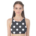 Polka Dots - White on Dark Gray Tank Bikini Top