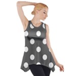Polka Dots - White on Dark Gray Side Drop Tank Tunic