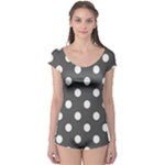 Polka Dots - White on Dark Gray Boyleg Leotard (Ladies)