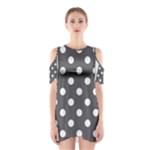 Polka Dots - White on Dark Gray Women s Cutout Shoulder Dress