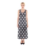 Polka Dots - White on Dark Gray Full Print Maxi Dress