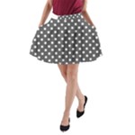 Polka Dots - White on Dark Gray A-Line Pocket Skirt