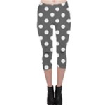 Polka Dots - White on Dark Gray Capri Leggings
