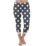 Polka Dots - White on Dark Gray Capri Winter Leggings