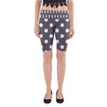 Polka Dots - White on Dark Gray Yoga Cropped Leggings