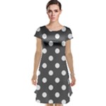 Polka Dots - White on Dark Gray Cap Sleeve Nightdress