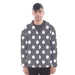 Polka Dots - White on Dark Gray Hooded Wind Breaker (Men)