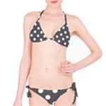 Polka Dots - White on Dark Gray Bikini Set