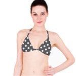 Polka Dots - White on Dark Gray Bikini Top