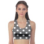 Polka Dots - White on Dark Gray Women s Sports Bra