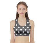 Polka Dots - White on Dark Gray Women s Sports Bra with Border