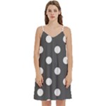 Polka Dots - White on Dark Gray Women s Reversible Sports Bra with Border