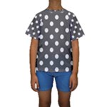 Polka Dots - White on Dark Gray Kid s Short Sleeve Swimwear