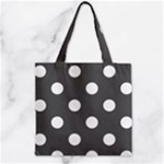 Polka Dots - White on Dark Gray Zipper Grocery Tote Bag