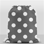 Polka Dots - White on Dark Gray Drawstring Bag (Small)