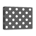 Polka Dots - White on Dark Gray Deluxe Canvas 16  x 12  (Stretched)