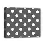 Polka Dots - White on Dark Gray Canvas 10  x 8  (Stretched)
