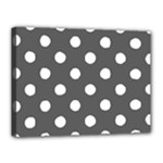 Polka Dots - White on Dark Gray Canvas 16  x 12  (Stretched)