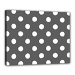 Polka Dots - White on Dark Gray Canvas 20  x 16  (Stretched)