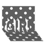 Polka Dots - White on Dark Gray GIRL 3D Greeting Card (7x5)