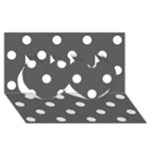 Polka Dots - White on Dark Gray Twin Hearts 3D Greeting Card (8x4)