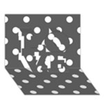 Polka Dots - White on Dark Gray LOVE 3D Greeting Card (7x5)