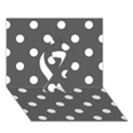Polka Dots - White on Dark Gray Ribbon 3D Greeting Card (7x5)