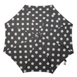 Polka Dots - White on Dark Gray Hook Handle Umbrella (Medium)