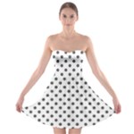 Polka Dots - Dark Gray on White Strapless Bra Top Dress