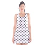 Polka Dots - Dark Gray on White Scoop Neck Skater Dress