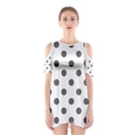 Polka Dots - Dark Gray on White Women s Cutout Shoulder Dress