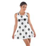 Polka Dots - Dark Gray on White Cotton Racerback Dress