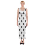 Polka Dots - Dark Gray on White Fitted Maxi Dress