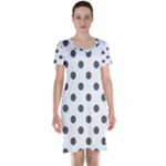 Polka Dots - Dark Gray on White Short Sleeve Nightdress