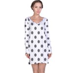 Polka Dots - Dark Gray on White Long Sleeve Nightdress