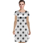 Polka Dots - Dark Gray on White Cap Sleeve Nightdress