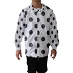 Polka Dots - Dark Gray on White Hooded Wind Breaker (Kids)
