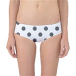 Polka Dots - Dark Gray on White Classic Bikini Bottoms