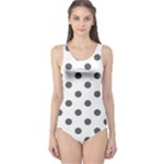 Polka Dots - Dark Gray on White One Piece Swimsuit