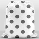 Polka Dots - Dark Gray on White Drawstring Bag (Large)