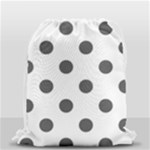 Polka Dots - Dark Gray on White Drawstring Bag (Small)