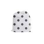 Polka Dots - Dark Gray on White Drawstring Pouch (S)