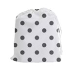 Polka Dots - Dark Gray on White Drawstring Pouch (XXl)