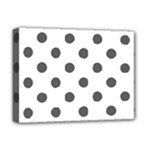 Polka Dots - Dark Gray on White Deluxe Canvas 16  x 12  (Stretched)